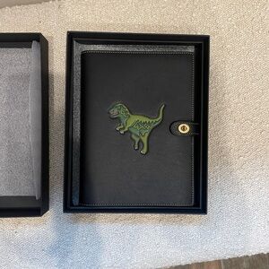 !!SOLD!! COACH Leather Notebook with Rexy Notebook Brass Turnlock